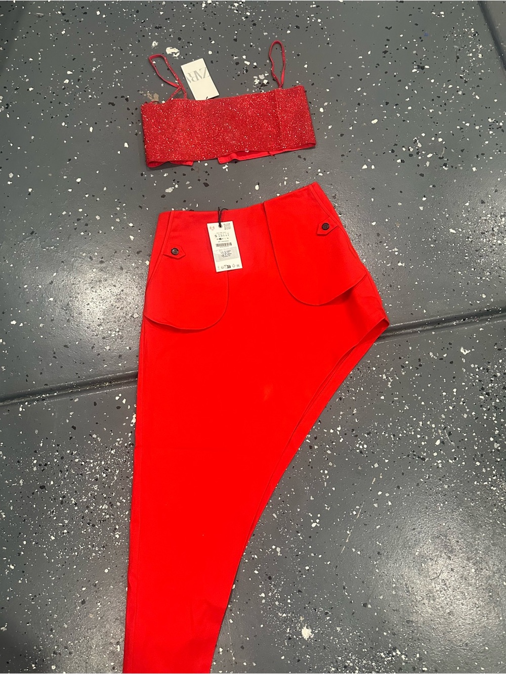 Zara Red Two-Piece Skirt Set